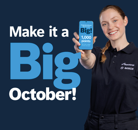 Installer holding a phone with text reading 'Make it a big october'